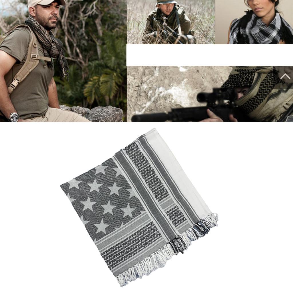 Shemagh Desert Scarf Black and White Arab Keffiyeh Shawl Wrap with Tassels Scarves Bandana Head Wraps for Men and Women