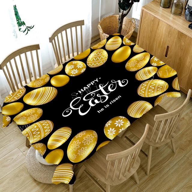 Скатерть с принтом «Яйцо и кролик», скатерть «Счастливая Пасха», праздничный стол, праздничное украшение, прямоугольный коврик для стола, аксессуары