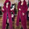 European Station extended leopard print fur jacket loose large size imitation mink coat winter thickened cotton coat women