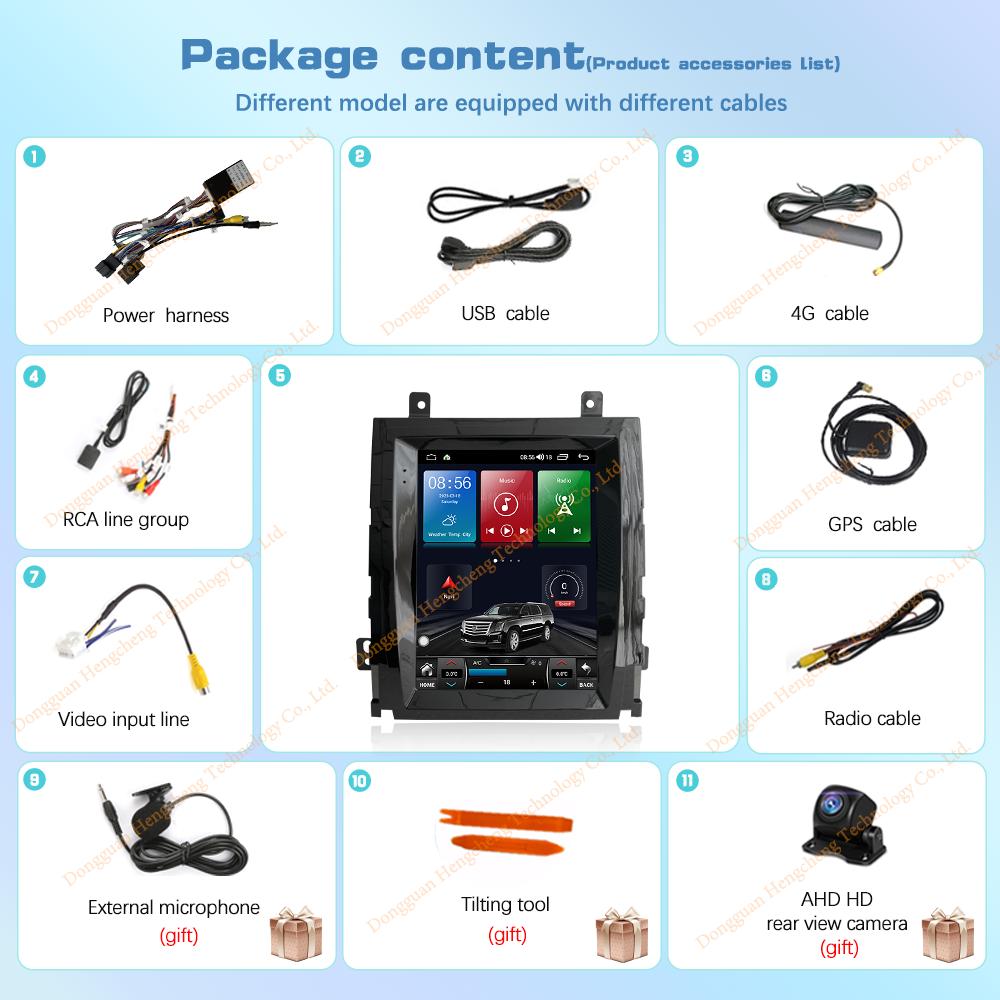 10,4-дюймовый автомобильный мультимедийный плеер для Cadillac Escalade 2007-2013 GPS-навигация Радио Android12 8 ядер 8+128 ГБ CarPlay 4G 360-градусная камера