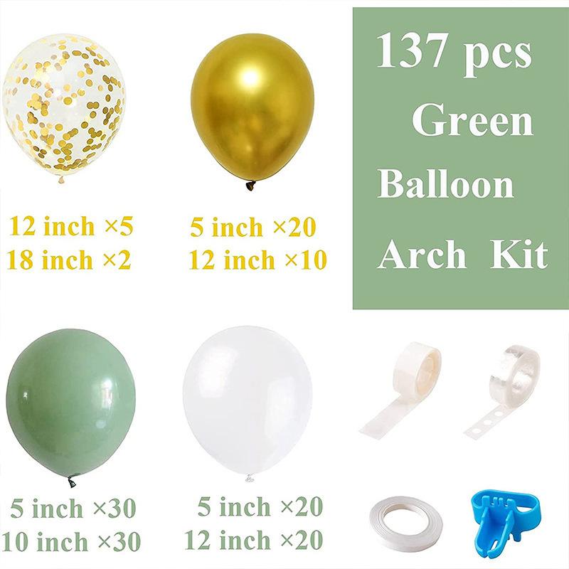 137PCS Macaron Green Balloon Garland Arch Kit Jungle Safari Theme Birthday Party Decorations Kids Wedding Balloon Baby Shower Boy Decor