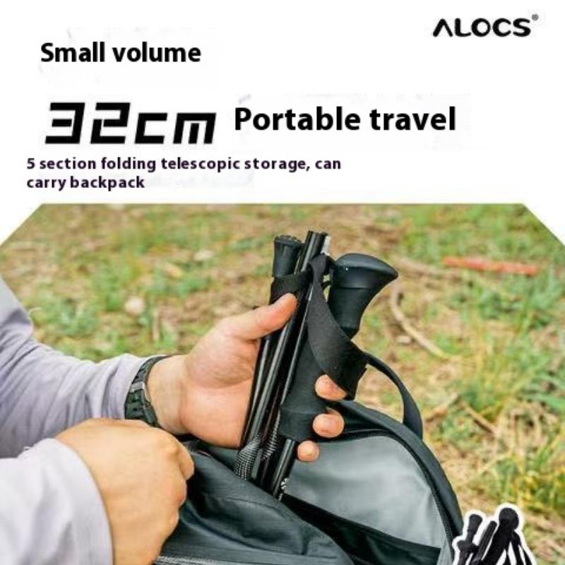 ALOCS Складная треккинговая палка, легкая треккинговая палка, треккинговая палка из алюминиевого сплава, переносная треккинговая палка, эргономичная ручка, треккинговая палка