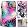 Модный расписной узорный чехол-книжка с ремешком для iPhone Samsung Huawei Honor Xiaomi Redmi OPPO Realme Moto Asus
