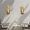 European Wheat Leaf Shape Wall Candle Sconce Holder Retro Metal Hanging Candlestick for Soft Illuminating Party Decors