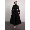 Balloon Sleeve Pleated Skirt Detailed Hijab Dress