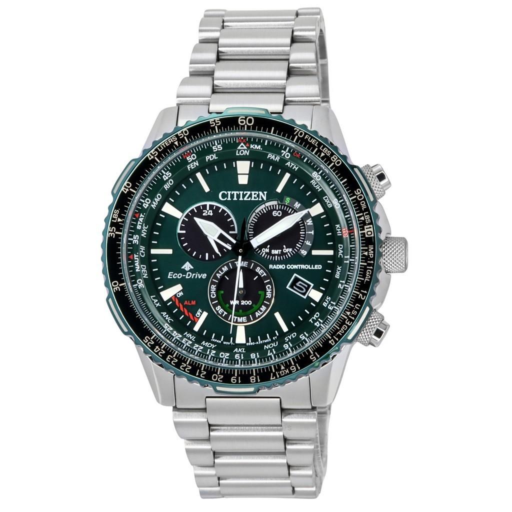 Citizen Радиоуправляемый хронограф Promaster Sky AT с зеленым циферблатом Eco-Drive CB5004-59W 200M мужские часы-пилот