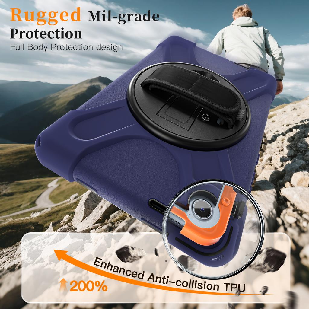 For Lenovo Tab K9/Tab One Kickstand Case TPU PC Silicone Tablet Cover with Shoulder Strap