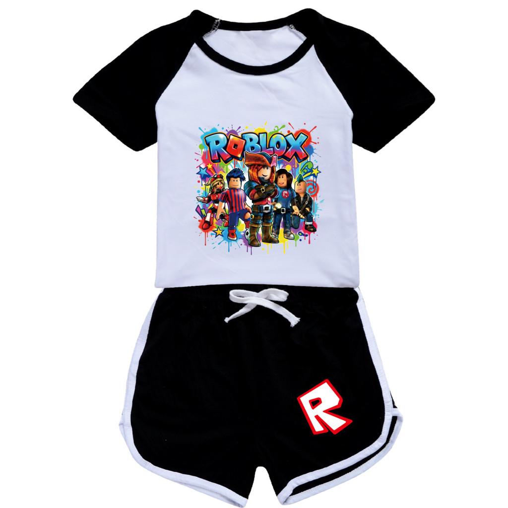 5578 Детский Мальчики Девочки Roblox Принт Топ Брюки Спортивный Костюм Комплект Одежды