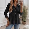 Весенне-летняя женская модная удобная универсальная рубашка с длинным рукавом однотонной расцветки