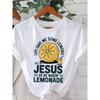 Женская футболка 'Faith Lemonade' - Забавная надпись про лимонад Иисуса и дизайн с стихом, с коротким рукавом, с круглым вырезом, повседневный летний топ для церковных мероприятий
