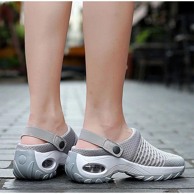 Женские модные летние сандалии, обувь с отверстиями, сандалии без шнуровки на дышащей платформе и воздушной подушке, большие размеры 35-43