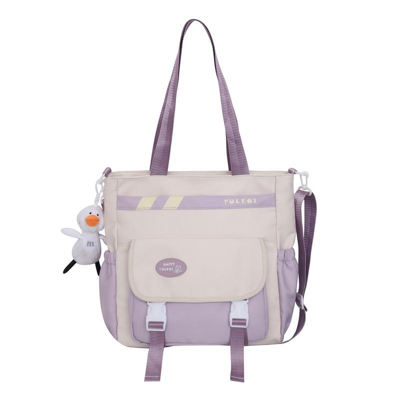 Холщовая сумка через плечо большой емкости, водонепроницаемая нейлоновая школьная сумка для студенток, сумка-тоут на одно плечо