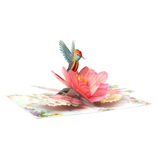 Открытка на день рождения с колибри, объемная открытка с птицей, цветами, сделанная своими руками, поздравление ко Дню матери, годовщине, Дню святого Валентина