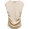 Round Neck Pullover Solid Color Knit Sleeveless T-Shirt Women Tops Beige 3519019-710