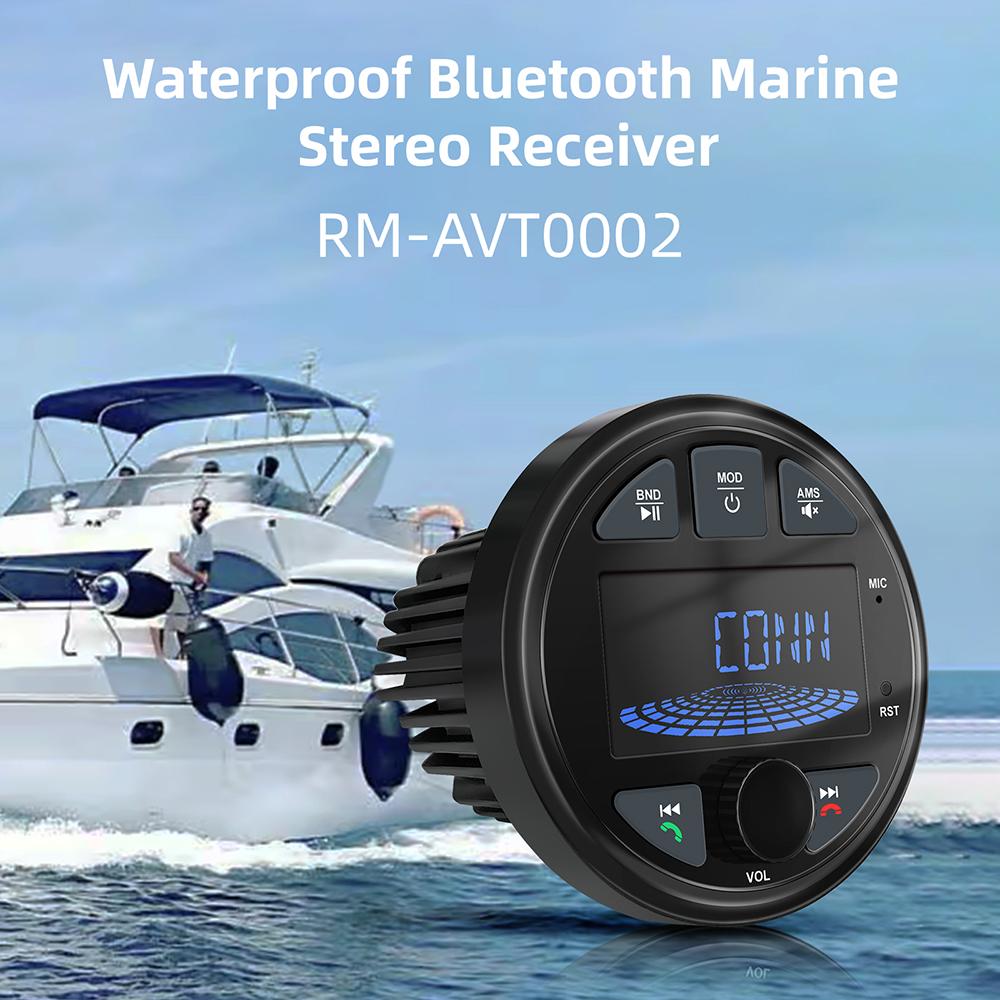 Медиаплеер для лодки, Морская стереосистема MP3, Водонепроницаемое Bluetooth-аудиорадио FM/AM-приемник, Подходит для комбайнов, квадроциклов, UTV, SPA, RZR