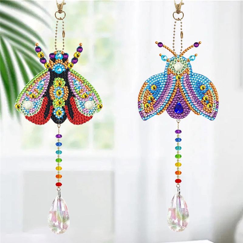 Хорошо-6 штук Ветряной спиннер DIY Раскрашивание Музыка ветра Двусторонняя краска Подвесное украшение для сада (Пчелы + Насекомые + Птицы)