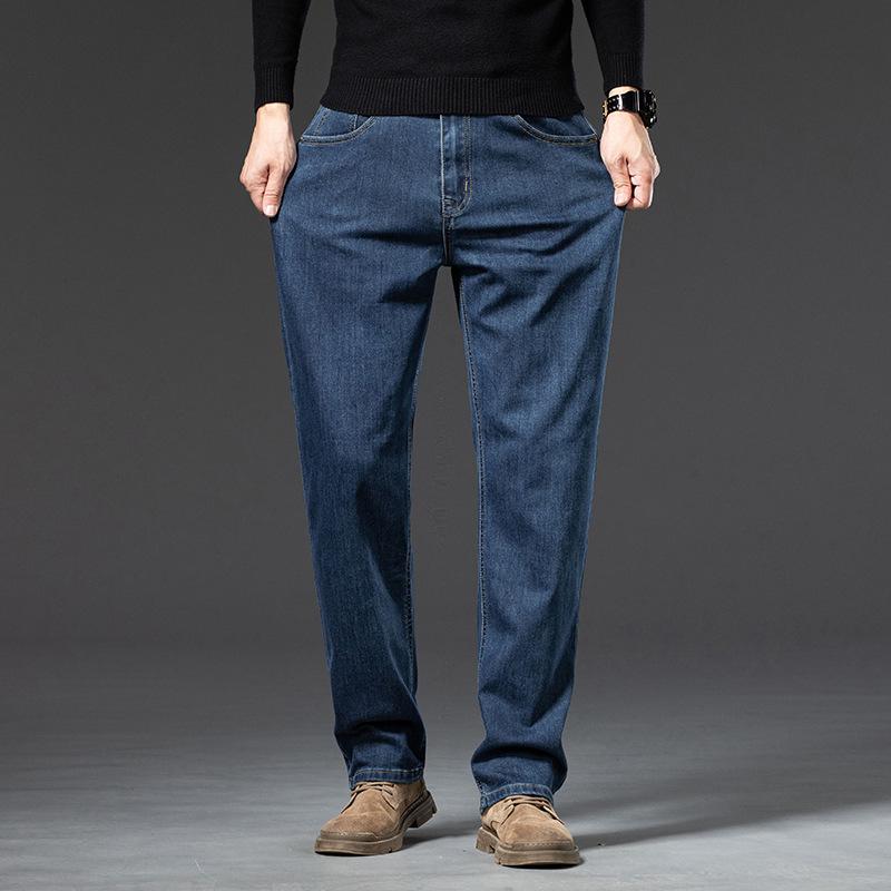 Мужские повседневные прямые джинсы: Высококачественный, эластичный, не мнется и износостойкий с премиальным синьцзянским хлопком