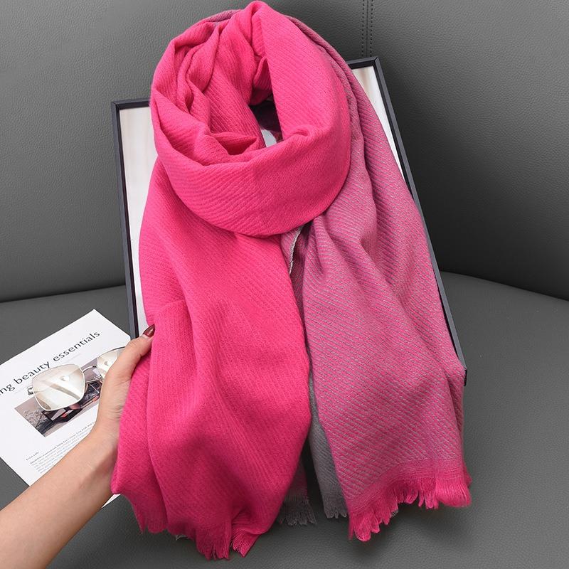 Autumn Winter Double-sided Color-blocked Women Scarf Imitation Cashmere Female Versatile High-end Warm Shawl