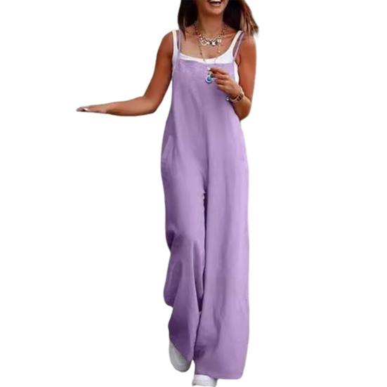 Женский комбинезон без воротника, на тонких бретельках, без спинки, без рукавов, свободный, широкий, полная длина, комбинезон, повседневная одежда