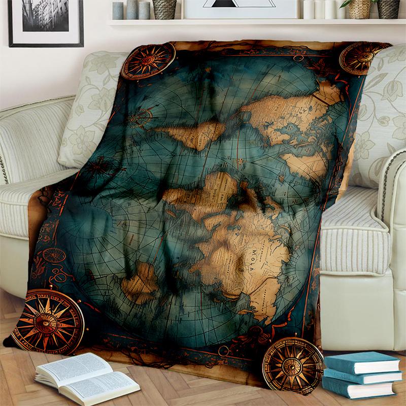 29 Style New Retro Marine Nautical Chart Compass Map Blanket,Soft Throw Blanket for Home Bedroom Bed Sofa Travel Office Cover