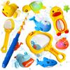 CORPER TOYS Bath Fishing Water Magnetic Luminous Swimming Dip Gift for Boys and Christmas 10 Pieces Toys, Play, Fishing, Duck, Shower, Net, Bathroom,