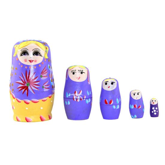 1 Set Nesting Doll Unique Pattern Wear Resistant Wood Girls Russian Stacking Dolls Desktop Decor for Home