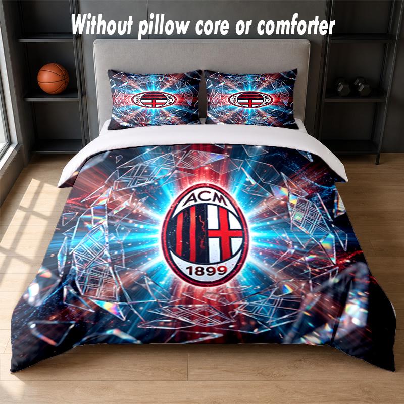 AC Milan Design Bed Bedding Set 1 Duvet Cover + 2 Pillowcases Soft Breathable Household Bed Linens