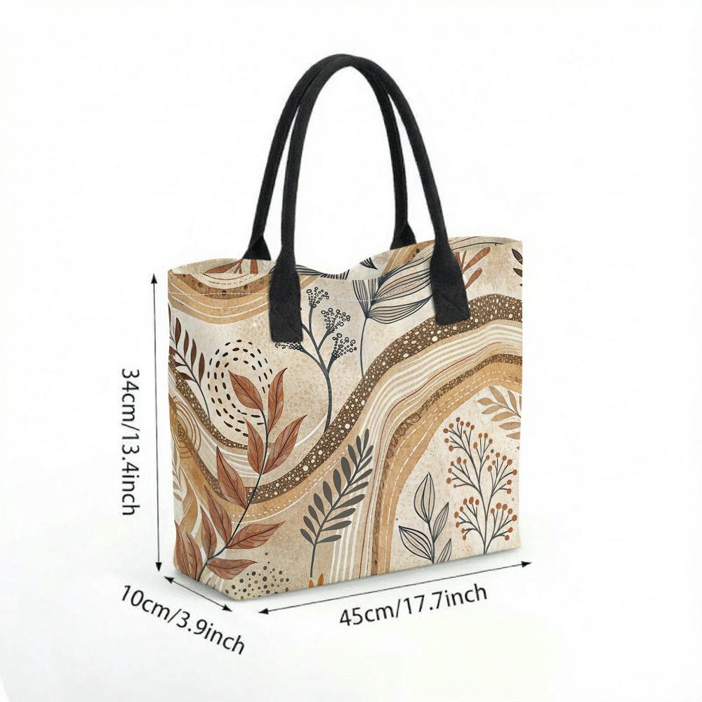 Boho Botanical Tote Bag Aesthetic Casual Canvas Shoulder Bag for Daily Use