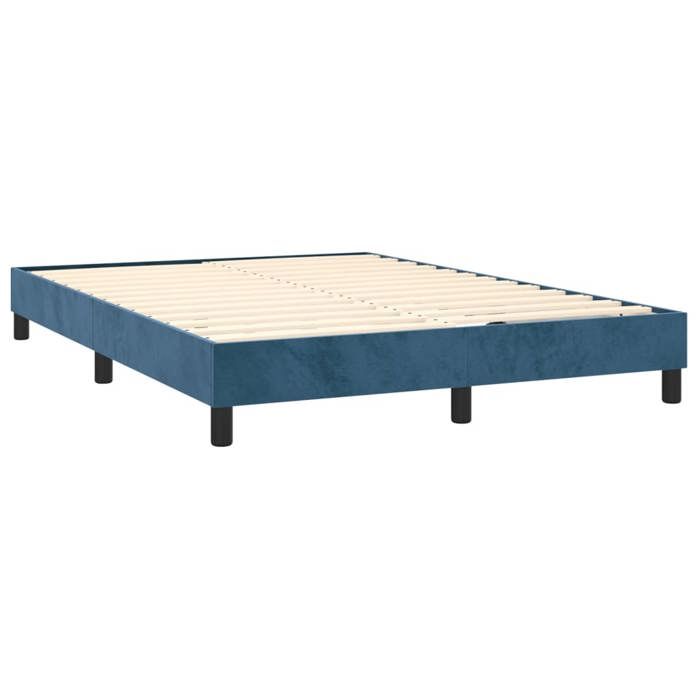 Maison Exclusive - Sommier à lattes de lit et matelas Bleu foncé 140x190cm Velours