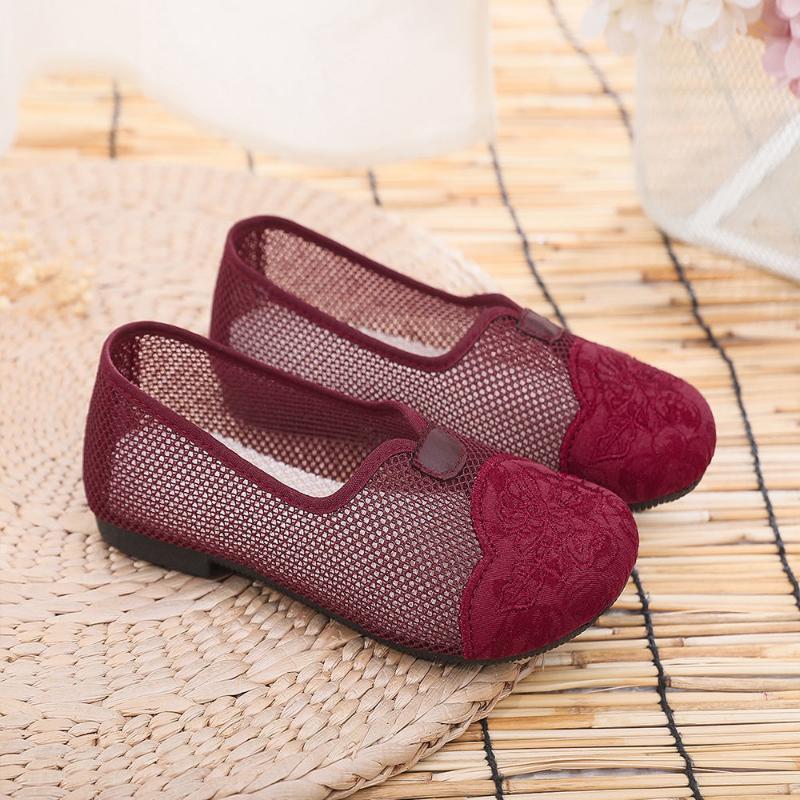 Женская дышащая обувь с сеткой, женская обувь с вышивкой на одной ноге, нескользящая мягкая подошва, удобная дышащая обувь, обувь