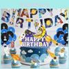 Astronaut Themed Birthday Party Supplies With Paper Flag Banners And Latex Balloons For Celebrations