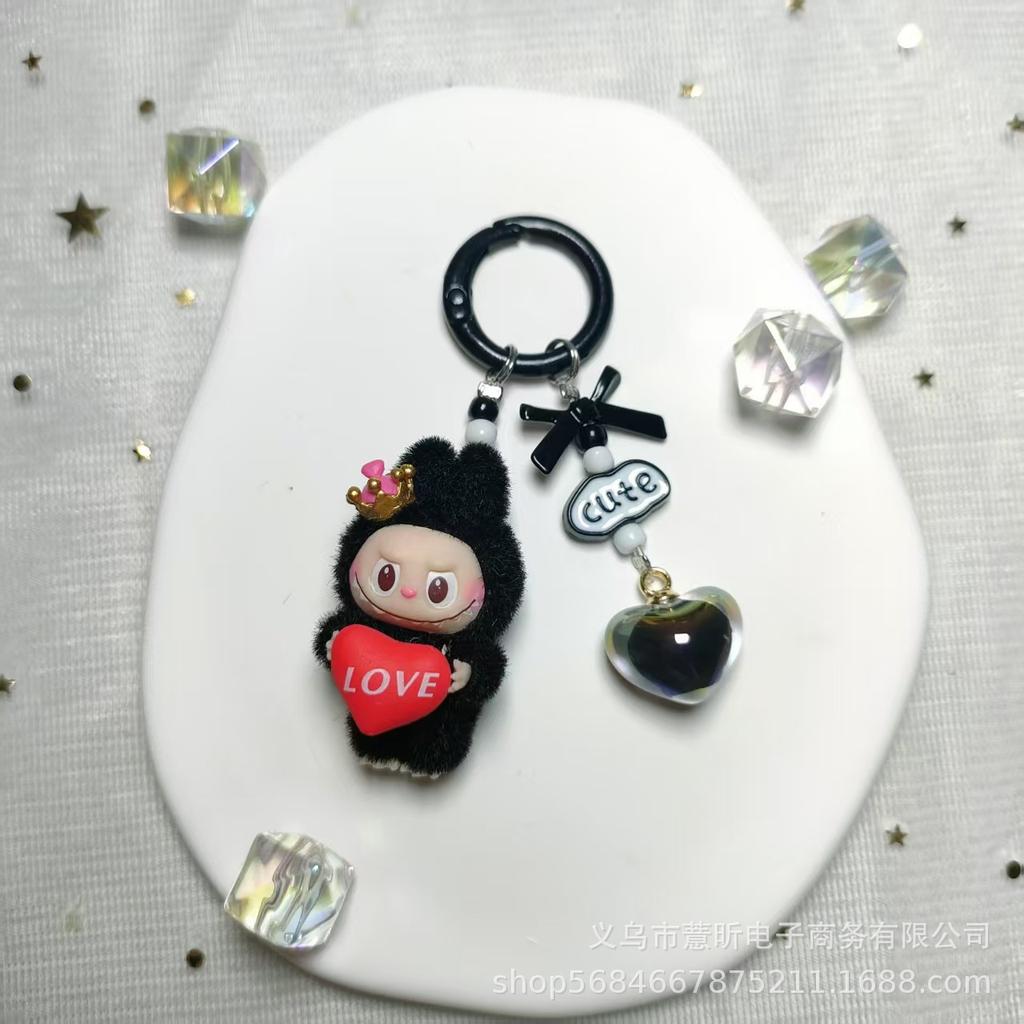 Cartoon Cute Flocking Mini Love Labu Labu Mobile Phone Pendant School Bag Doll Keychain Gift