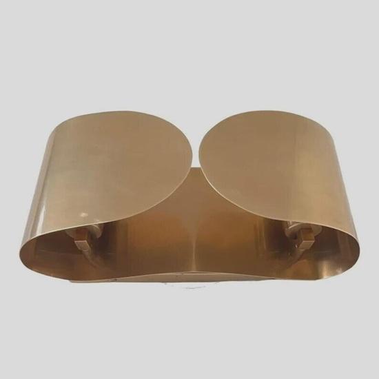 Pair of Mid-Century Italian Foglio Wall Sconces Raw Brass Sputnik Lamps Entryways, Hallways, Bedrooms, Office, Home Decor Gift