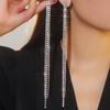 High-Class Sense Of Luxury Shiny Lengthened Tassel Earrings High-Grade Temperament Rhinestone Earrings Women's Earrings 1 Pair
