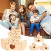 1 Set Wooden Duck Family Puzzle Ornament Love Heart Hugging Mother Father