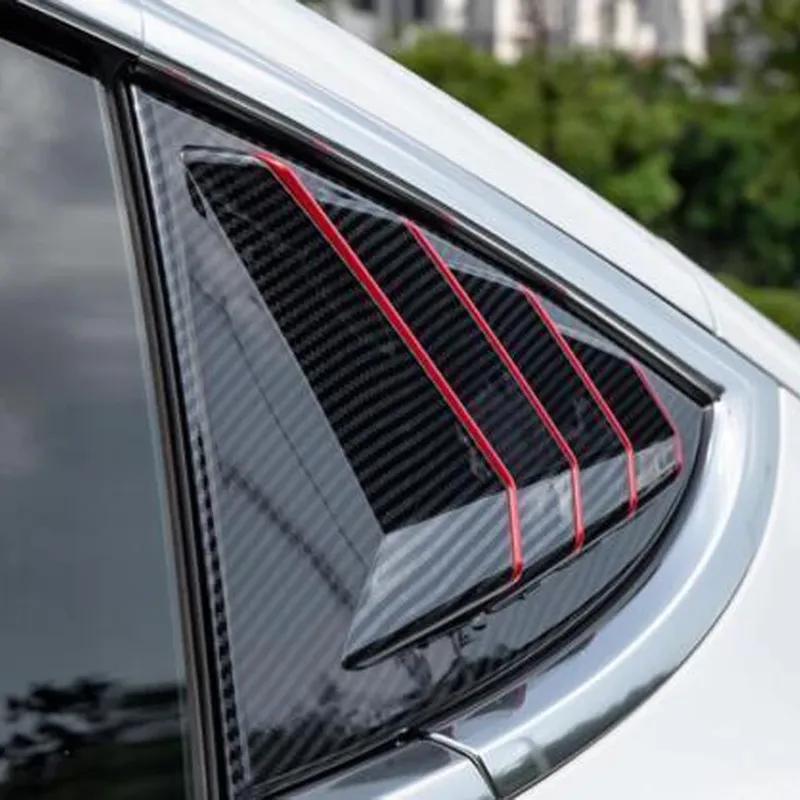 For Tesla Model 3 2017-2023 Car Rear Louver Window Side Shutter Cover Trim Sticker Vent Scoop ABS Carbon Fiber Red Accessories