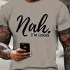 Plus Size Relaxed Fit NAH IM GOOD Crew Neck Short Sleeve Graphic T-Shirt - Soft, Breathable, Slight Stretch Polyester Fabric - Comfy, Modest,