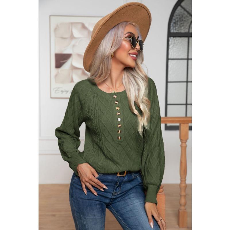 Осенне-зимний женский свитер, повседневный вязаный пуловер на пуговицах с длинными рукавами, свитер