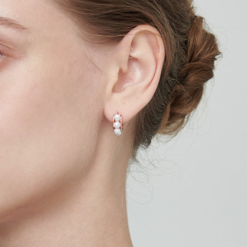 ELLE Jewelry 14K GF Pearl Point One-Touch Earrings ELGPEE379