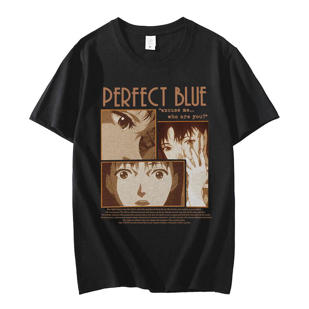 Japanese Anime Perfect Blue Graphic Girl T-Shirt Men's Women's Fashion Short Sleeve T-shirts Gothic Clothes Tee Shirt Oversized