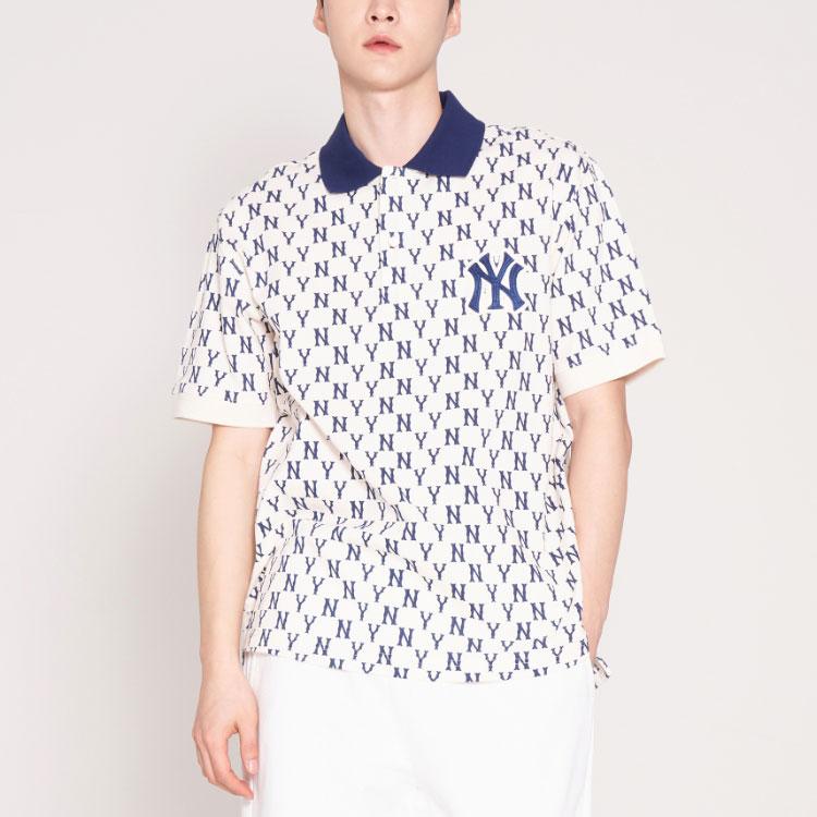 Новые мужские поло с базовым логотипом MLB, белые 3LPQM1023-50CRS