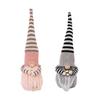 Adorable Plush Gnome Figurine Decor For Christmas Featuring Striped Long Hat Design In Coffee Gray And Pink