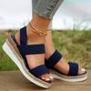 Summer Women's Shoes 2024 Hot Selling Women's Sandals High Quality Fashionable Solid Color Wedge Heel Open Toe Women's Sandals