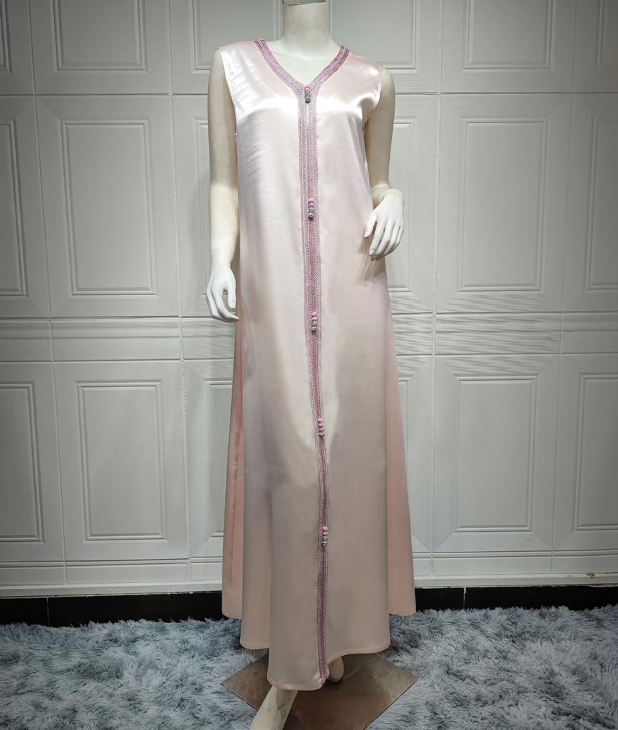 Женский шифон с V-образным вырезом, облегающий комплект из двух предметов, мусульманское платье, халат Dubai, многоцветный