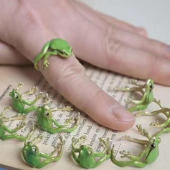 2Pcs Rings Lightweight Handmade Tree Frog Finger Ring Animal Accessory Jewelry