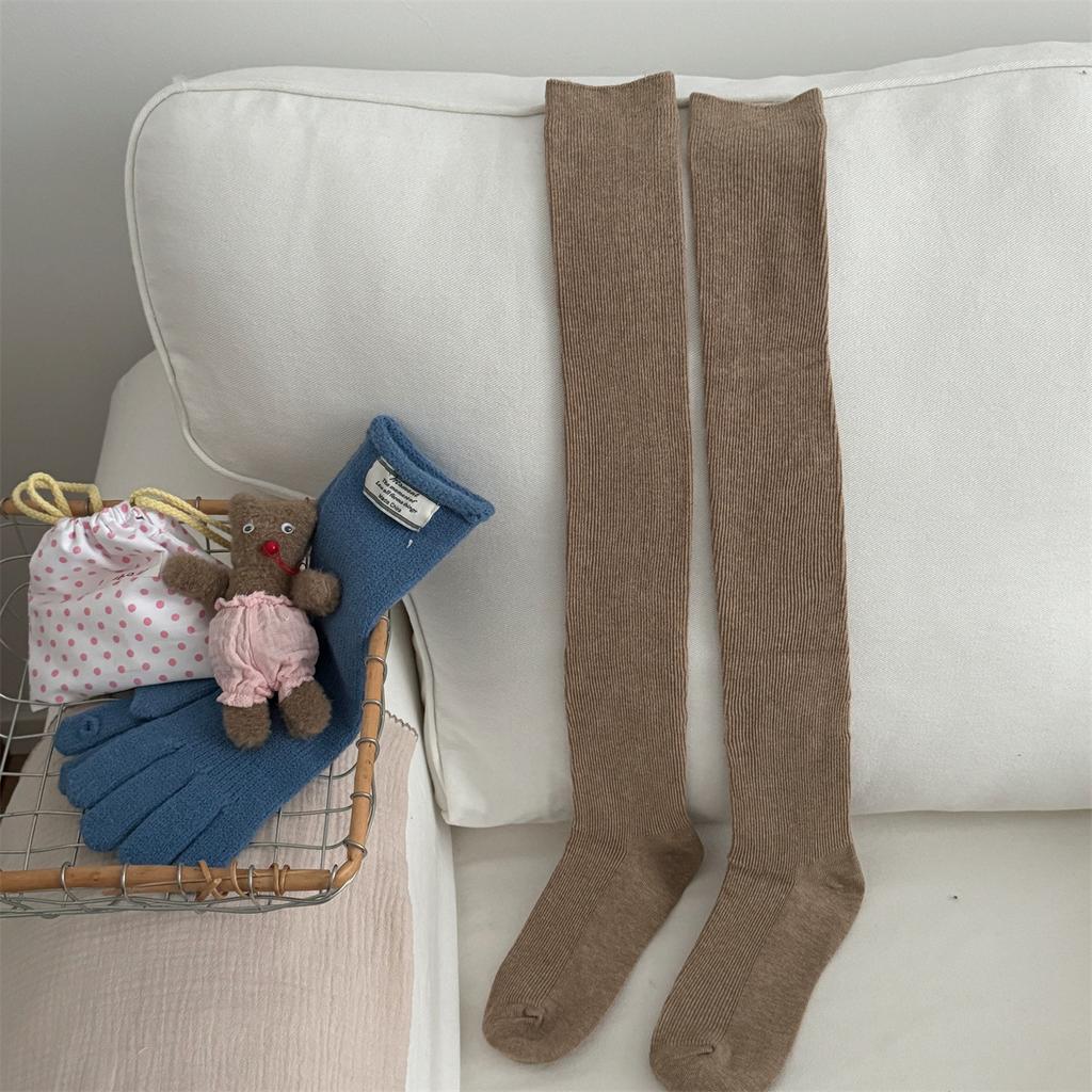 Осенне-зимние теплые длинные носки, высокие чулки, чулки Лолита, однотонные гольфы, женские чулки