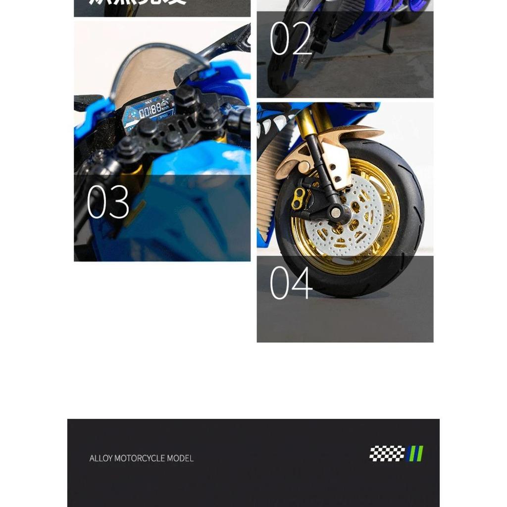 1/10 Yamaha YZF-R1 Сплав Литой Модель Мотоцикла Коллекция Транспортных Средств Звук и Свет Внедорожный Мотоцикл Игрушки Машина