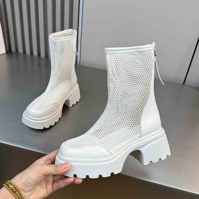 Модные сандалии на толстом каблуке-платформе с вырезами, летний модный тренд, удобные дышащие ботинки, повседневная уличная обувь