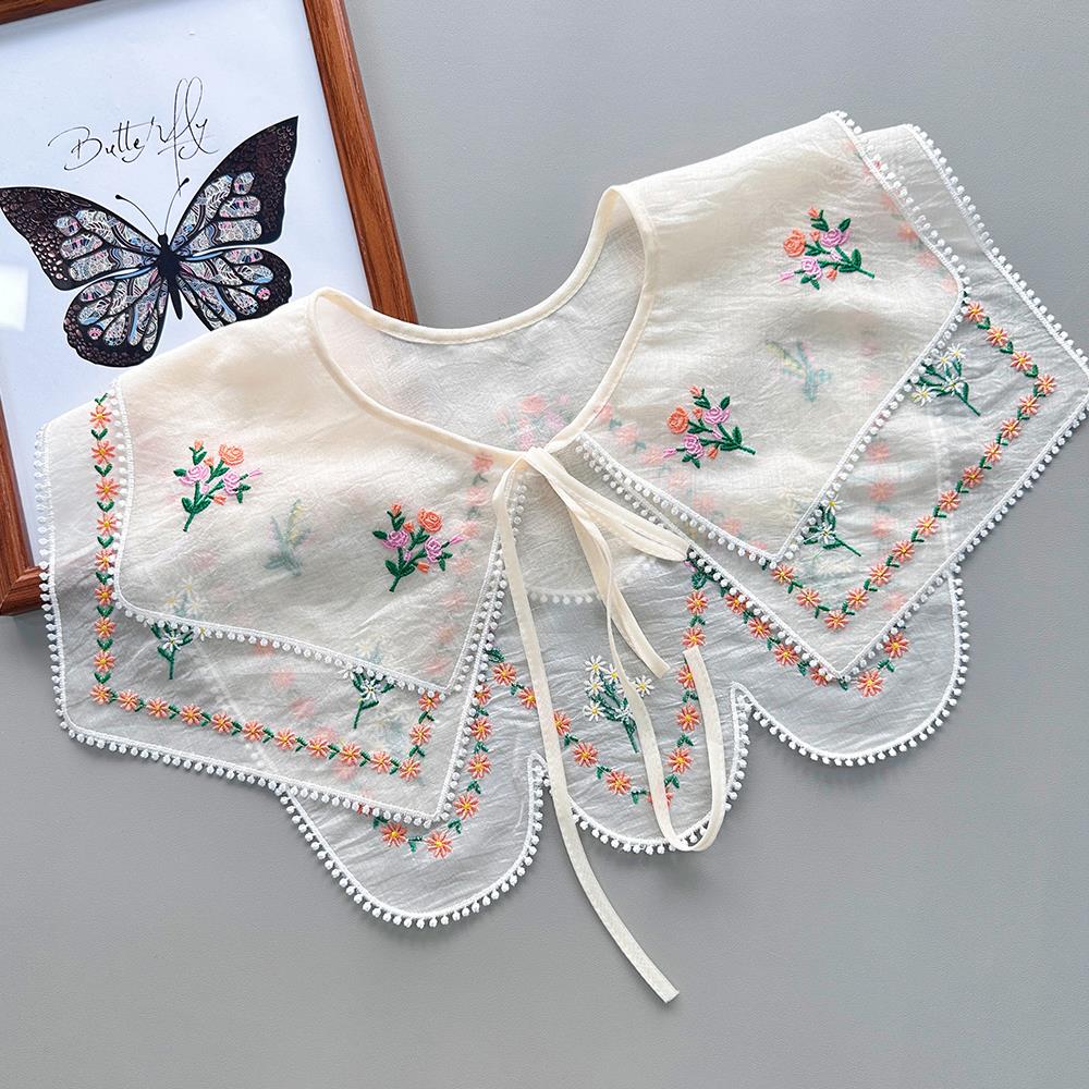 New Chinese Style Stand Lapel False Collar Women Embroidery Faux Half Shirt Blouse Fake Collars Sweater Shirt Detachable Collars