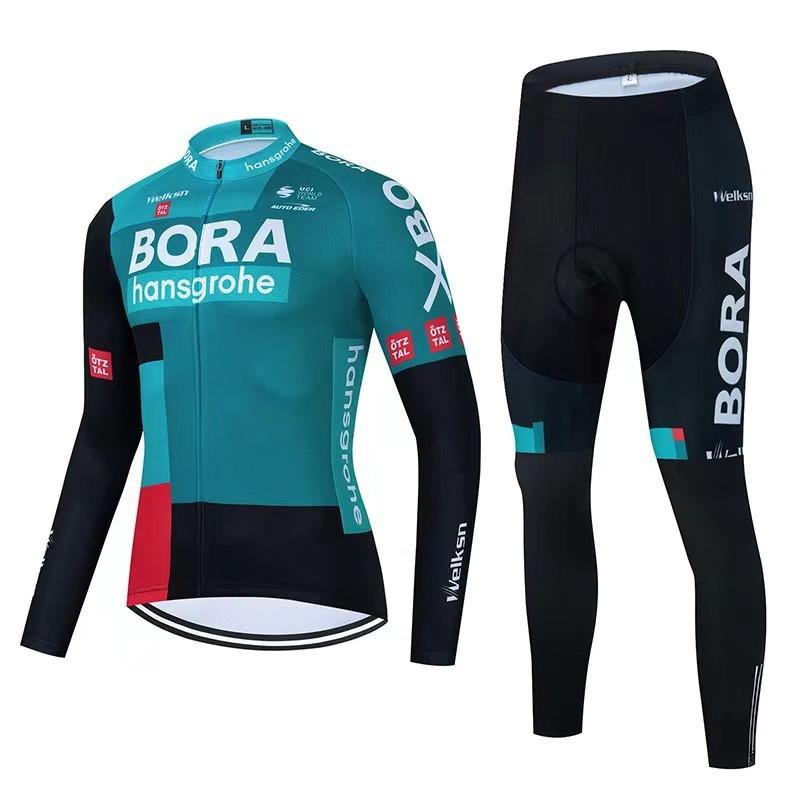 Mens Cycling Jersey Set Long Sleeve Quick Dry Breathable Mountain Road Bike Apparel